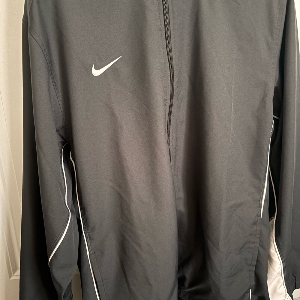 Nike Black Windbreaker Jacket with White Accents